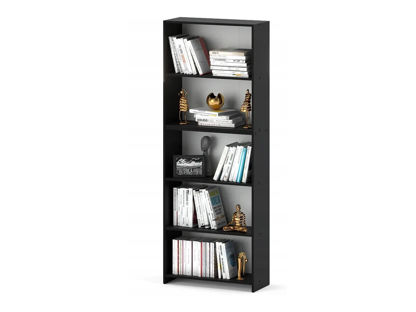 Librería - Estantería multifunción Negra 5 niveles 70X30x189cm - Para libros, juguetes y accesorios de oficina