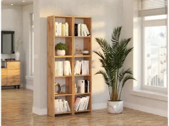 Librería - Estantería multifunción Roble Wotan 5 niveles 40X30x189cm - Para libros, juguetes y accesorios de oficina