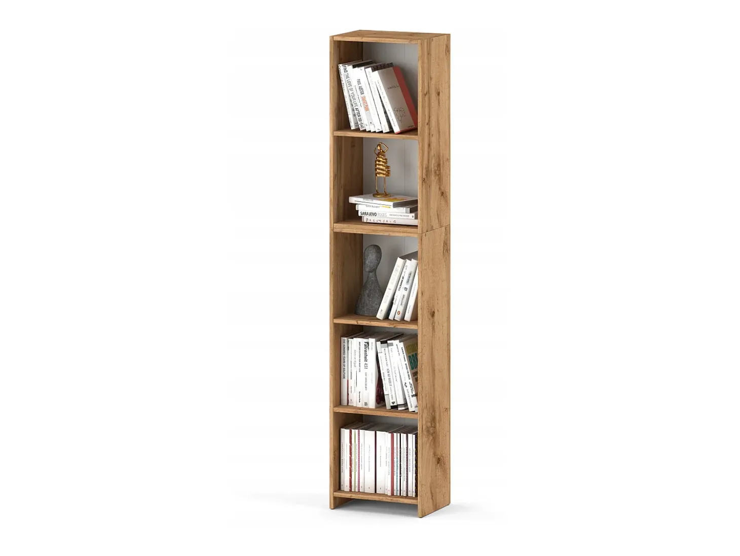 Librería - Estantería multifunción Roble Wotan 5 niveles 40X30x189cm - Para libros, juguetes y accesorios de oficina