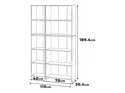 Librería - Estantería multifunción Roble Wotan 5 niveles 10 estantes 110X30x189cm - Para libros, juguetes y accesorios de oficina