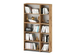 Librería - Estantería multifunción Roble Wotan 5 niveles 10 estantes 110X30x189cm - Para libros, juguetes y accesorios de oficina