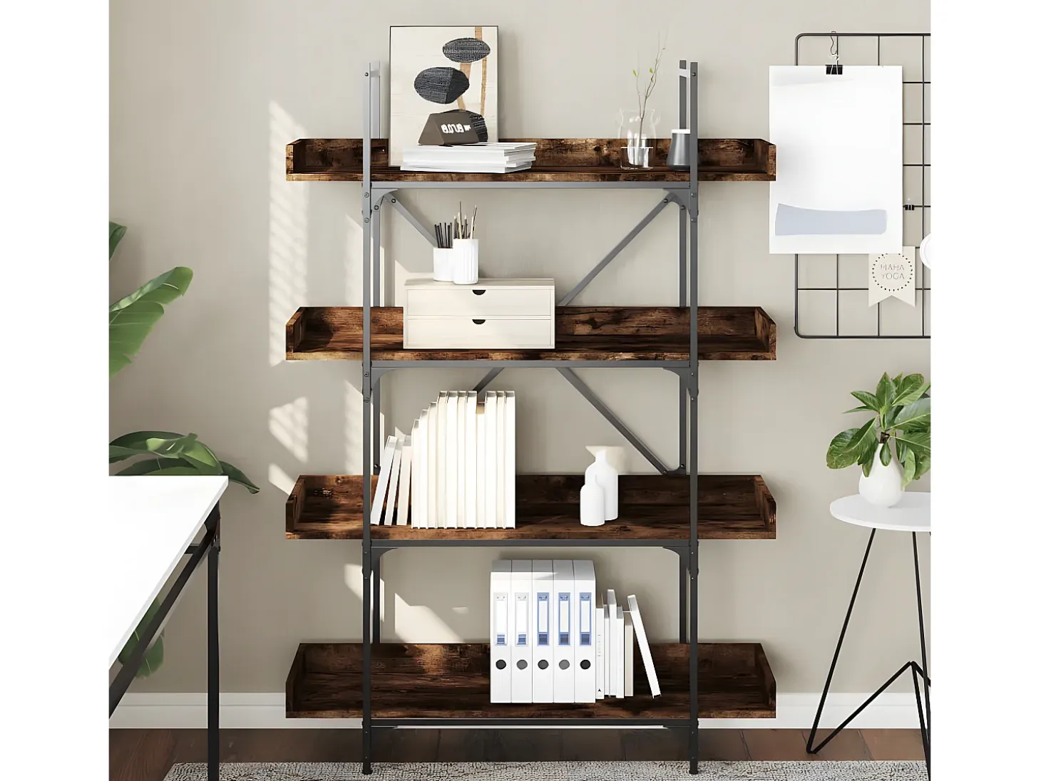 Librería 4 estantes madera ingeniería roble humo 100x33x145,5cm