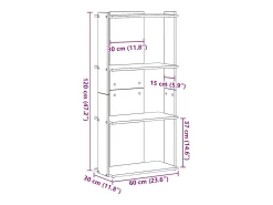 Librería 3 estantes madera ingeniería roble ahumado 60x30x120cm