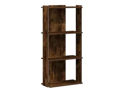 Librería 3 estantes madera ingeniería roble ahumado 60x30x120cm