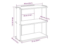 Librería 3 estantes madera ingeniería roble sonoma 60x30x80 cm