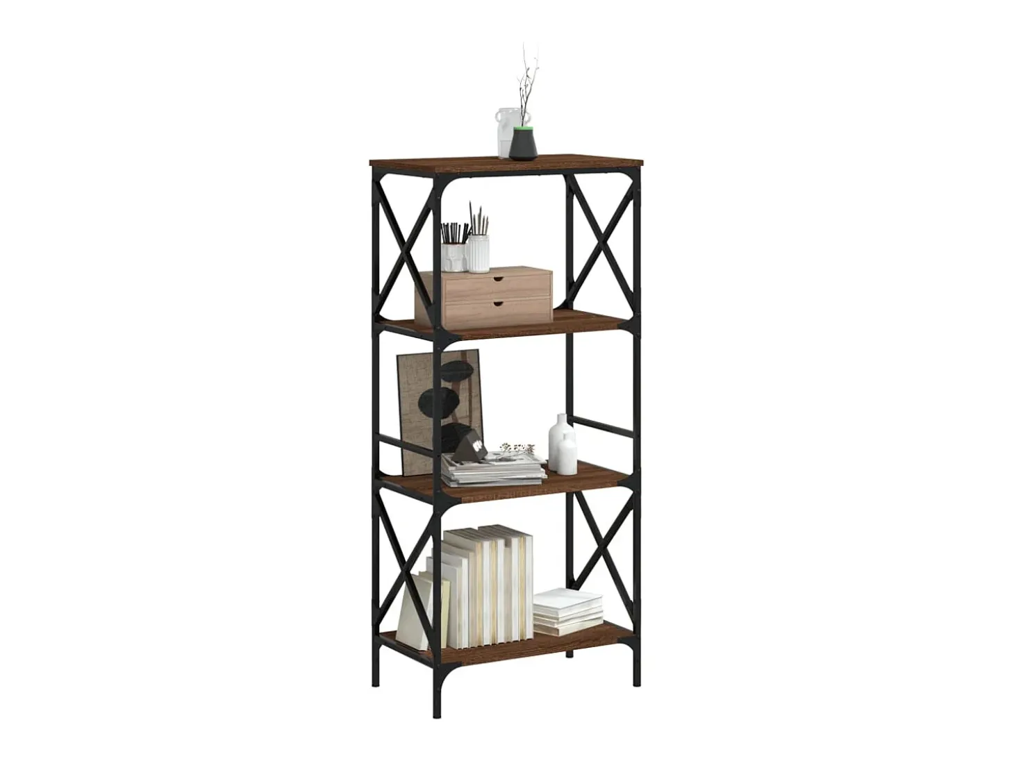 Librería 4 estantes madera ingeniería roble marrón 59x35x132cm
