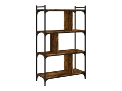 Librería 4 estantes madera ingeniería roble ahumado 76x32x123cm