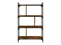 Librería 4 estantes madera ingeniería roble ahumado 76x32x123cm