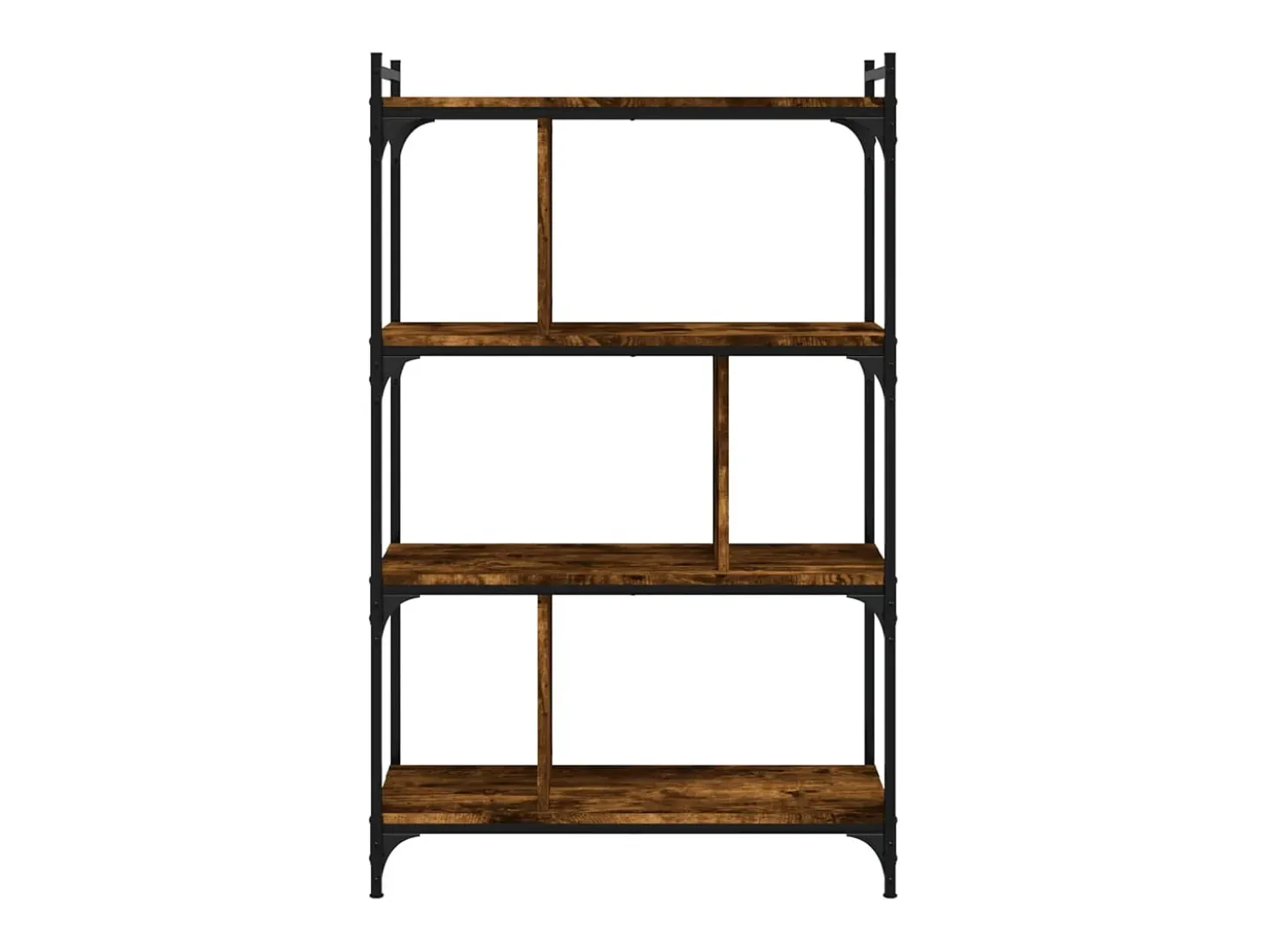 Librería 4 estantes madera ingeniería roble ahumado 76x32x123cm