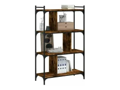 Librería 4 estantes madera ingeniería roble ahumado 76x32x123cm