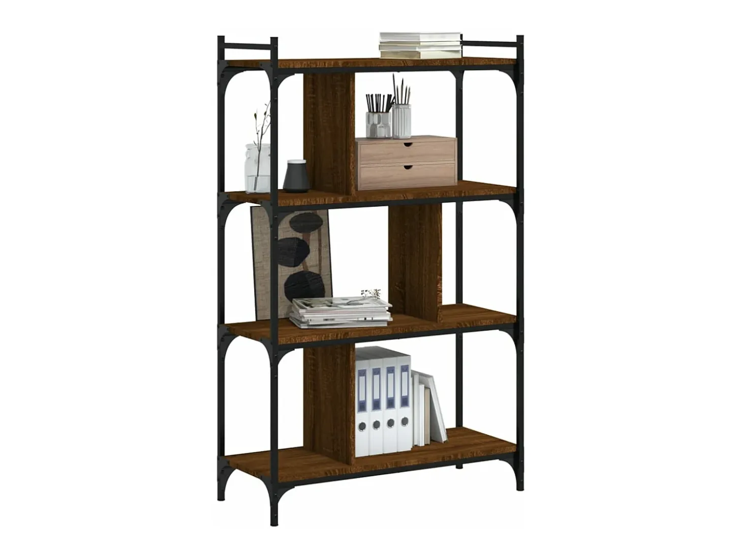 Librería 4 estantes madera ingeniería marrón roble 76x32x123 cm
