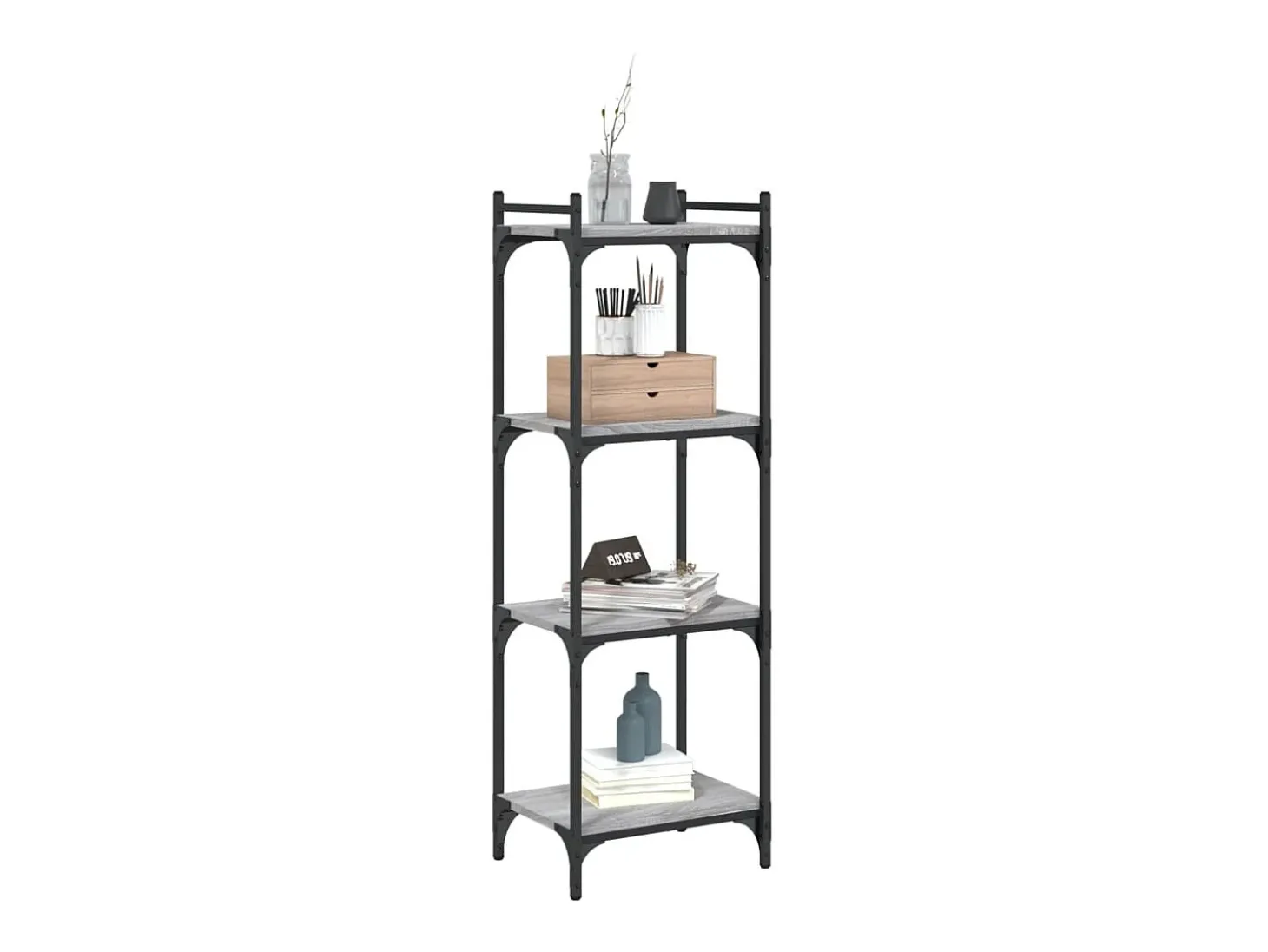 Librería 4 estantes madera ingeniería gris Sonoma 40x30x120 cm