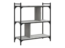 Librería 3 estantes madera ingeniería gris Sonoma 76x32x88 cm