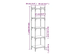 Librería 5 estantes madera ingeniería gris Sonoma 40x30x154 cm