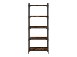 Librería 5 estantes madera ingeniería roble ahumado 60x30x154cm