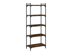 Librería 5 estantes madera ingeniería roble ahumado 60x30x154cm