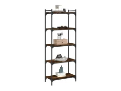 Librería 5 estantes madera ingeniería roble ahumado 60x30x154cm