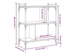 Librería 3 estantes madera ingeniería gris Sonoma 76x32x88 cm