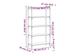 Librería 5 estantes madera ingeniería gris Sonoma 80x30x154 cm