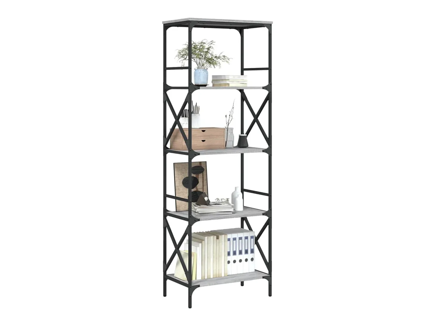 Librería 5 estantes madera ingeniería gris Sonoma 59x35x171 cm