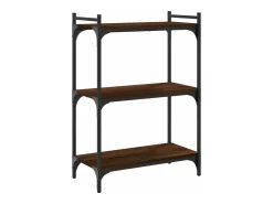 Librería 3 estantes madera ingeniería marrón roble 60x30x86 cm