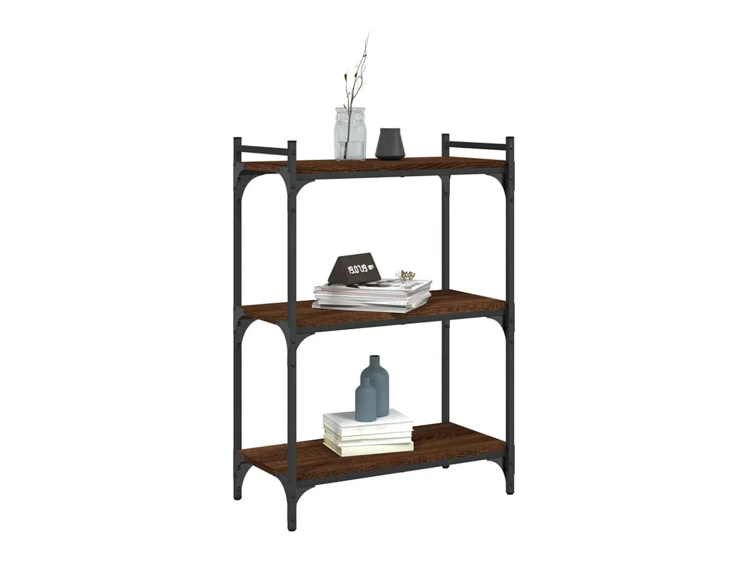 Librería 3 estantes madera ingeniería marrón roble 60x30x86 cm