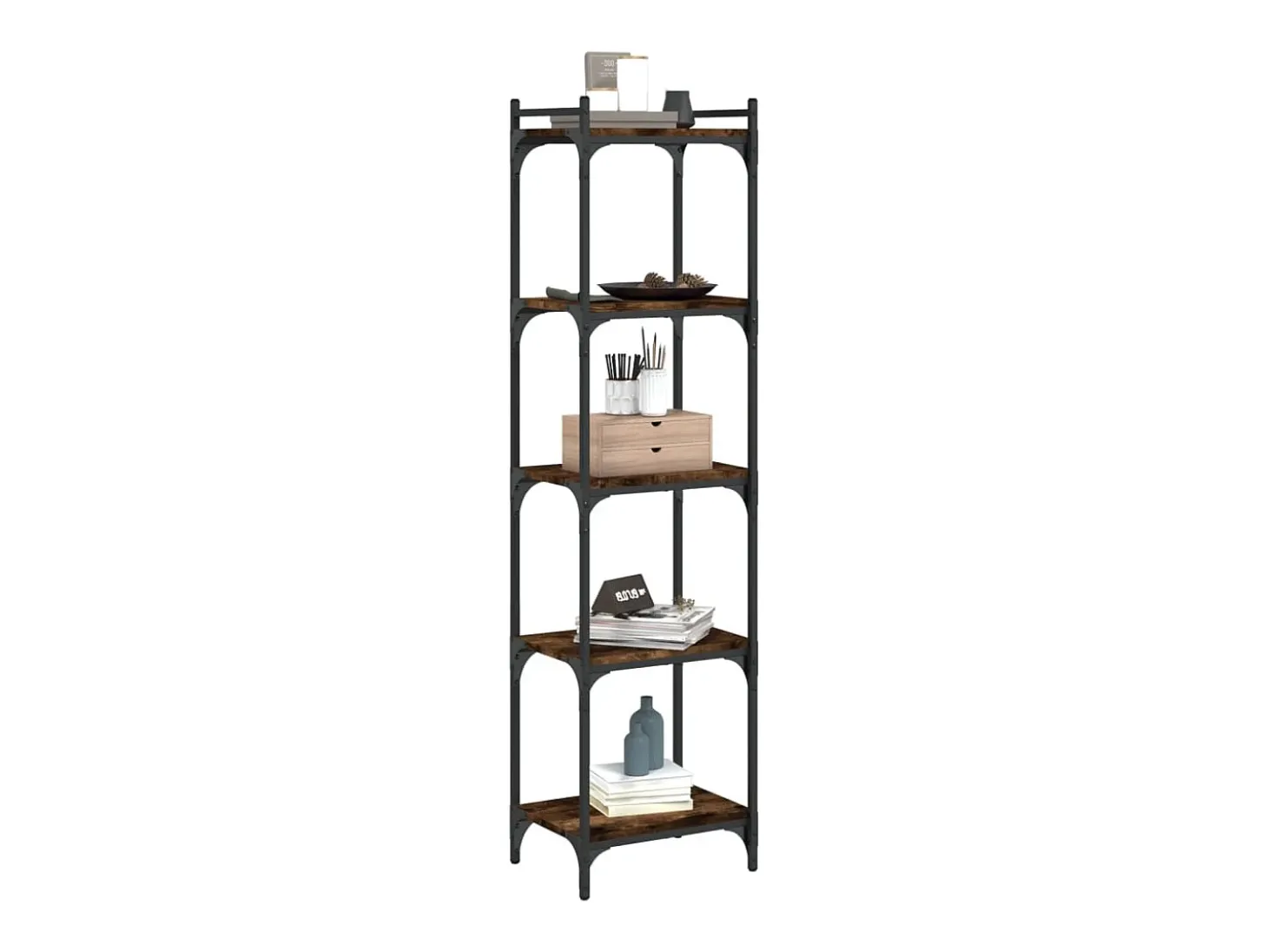 Librería 5 estantes madera ingeniería roble ahumado 40x30x154cm