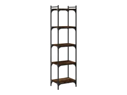 Librería 5 estantes madera ingeniería roble ahumado 40x30x154cm