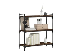 Librería 3 estantes madera ingeniería roble ahumado 80x30x86 cm