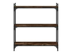 Librería 3 estantes madera ingeniería roble ahumado 80x30x86 cm