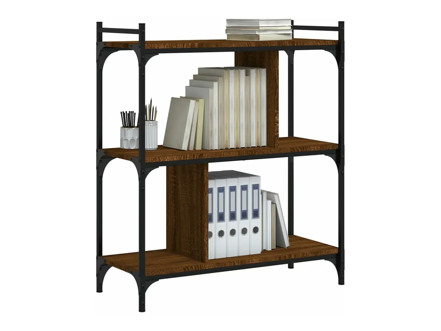 Librería 3 estantes madera ingeniería marrón roble 76x32x88 cm