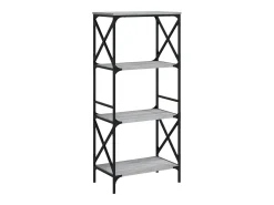 Librería 4 estantes madera ingeniería gris Sonoma 59x35x132 cm