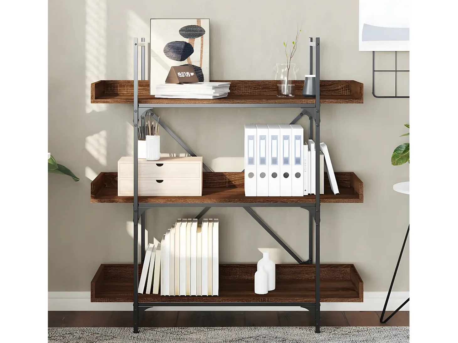Librería 3 estantes madera ingeniería marrón 100x33x108,5 cm