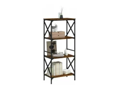 Librería 4 estantes madera ingeniería roble ahumado 59x35x132cm