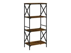 Librería 4 estantes madera ingeniería roble ahumado 59x35x132cm