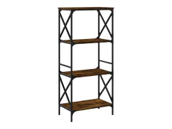 Librería 4 estantes madera ingeniería roble ahumado 59x35x132cm