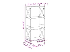 Librería 4 estantes madera ingeniería roble ahumado 59x35x132cm