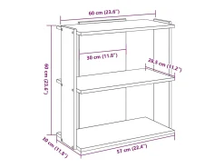 Librería 3 niveles madera ingeniería madera vieja 60x30x60 cm