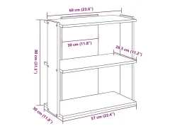 Librería 3 niveles madera ingeniería blanco 60x30x80 cm