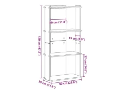 Librería 3 niveles madera ingeniería blanco 60x30x120 cm