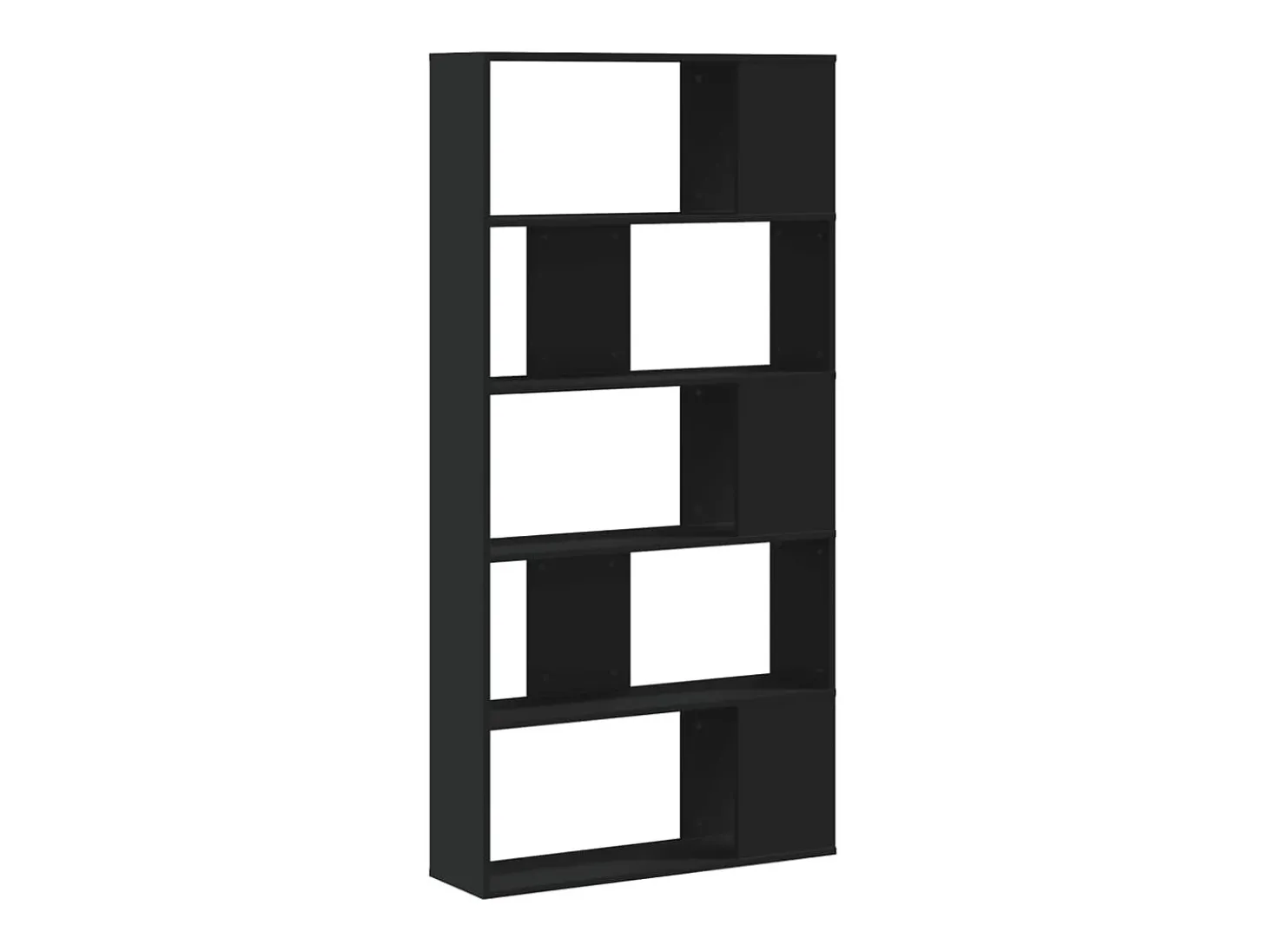 Librería 5 niveles madera ingeniería negra 80,5x23,5x162,5 cm