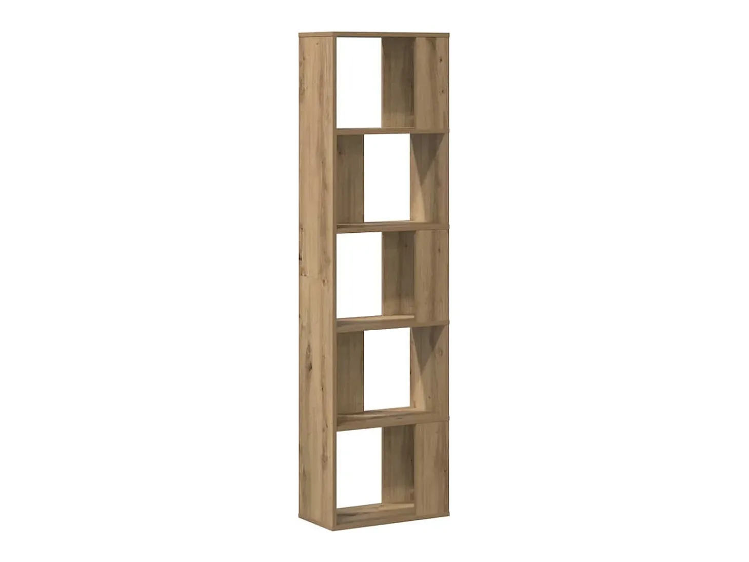 Librería 5 niveles madera roble artesanal 80,5x23,5x162,5 cm
