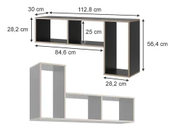Librería antracita 112.8x30x56.4 tetrix