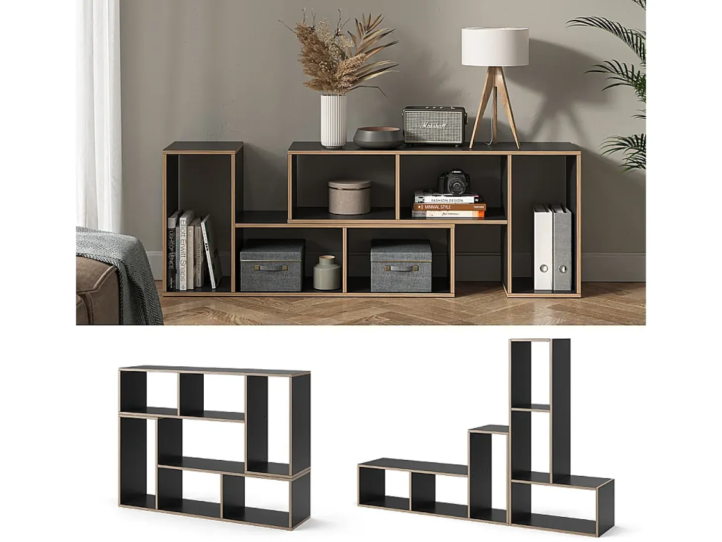 Librería antracita 112.8x30x56.4 tetrix