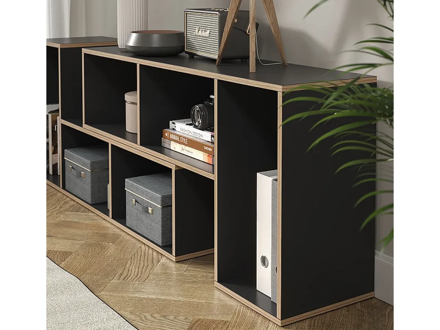 Librería antracita 112.8x30x56.4 tetrix
