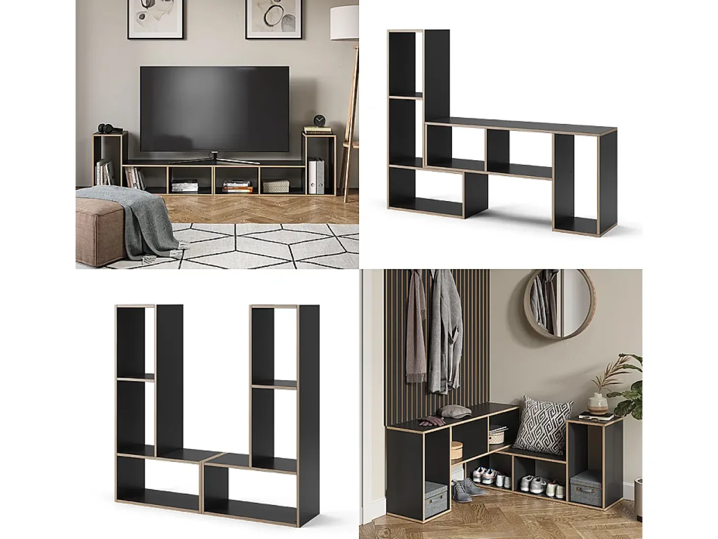 Librería antracita 112.8x30x56.4 tetrix
