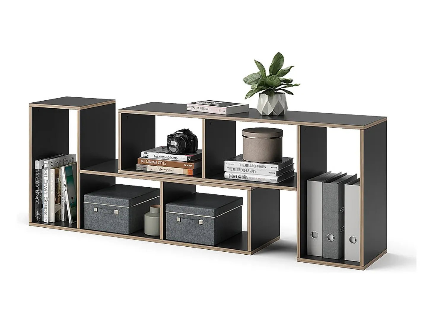 Librería antracita 112.8x30x56.4 tetrix