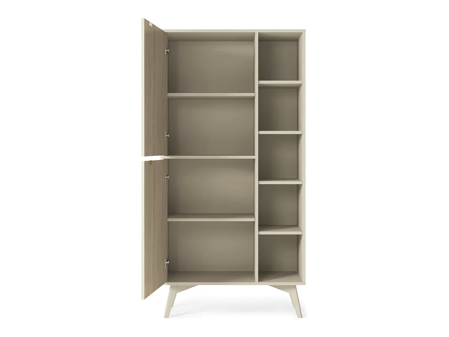 Librería: Beige Arena / Espiga Escandinava, patas de madera, 80 x 160 x 38 cm