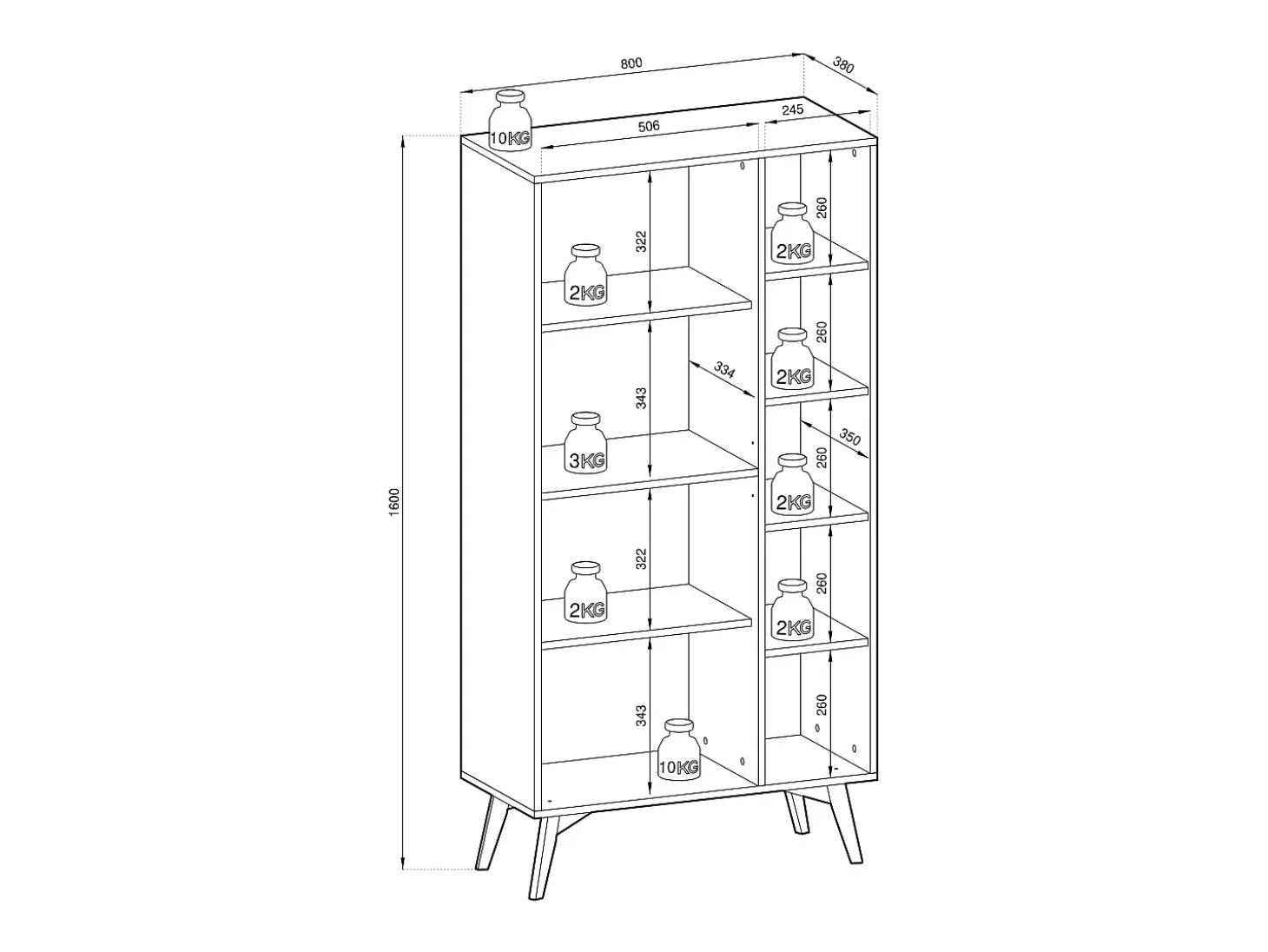 Librería: Beige Arena / Espiga Escandinava, patas de madera, 80 x 160 x 38 cm