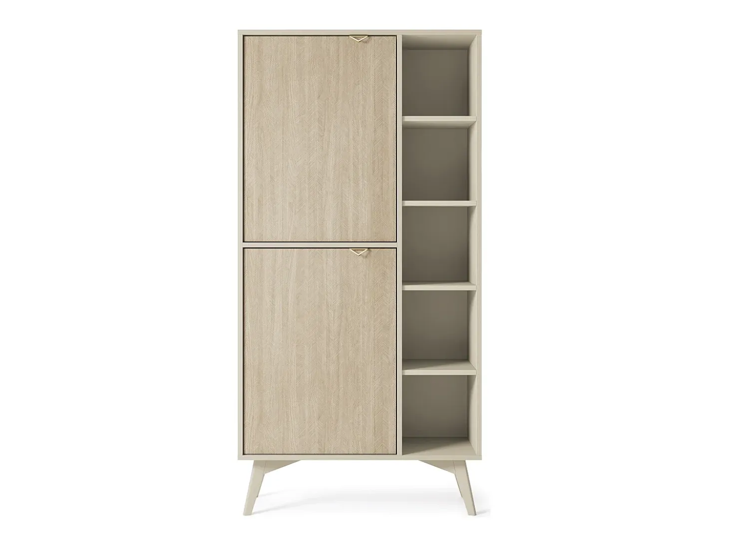 Librería: Beige Arena / Espiga Escandinava, patas de madera, 80 x 160 x 38 cm